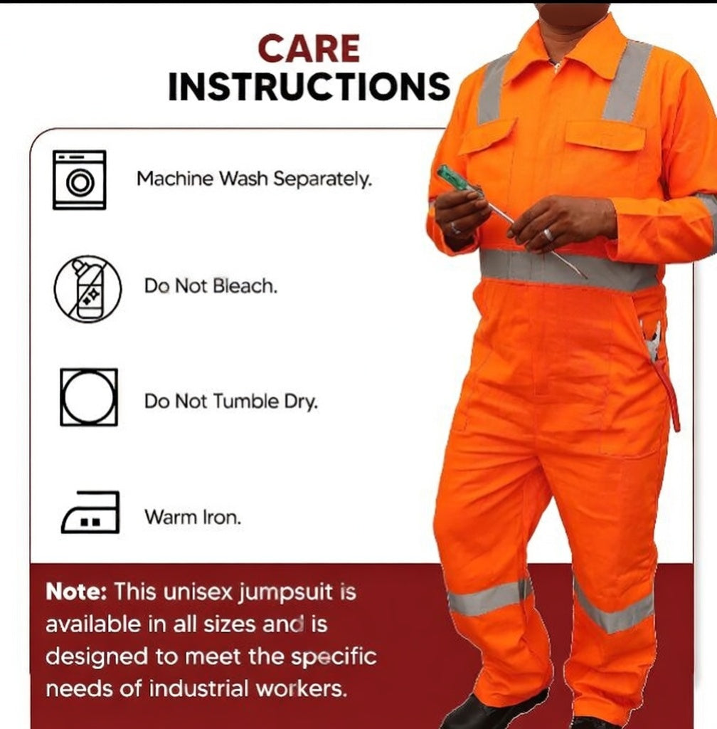 100% Cotton Boiler Suit with Multiple Pockets | Workwear Suit with Reflective Tape, Unisex Coveralls for Industrial & Protective Use Kunplast