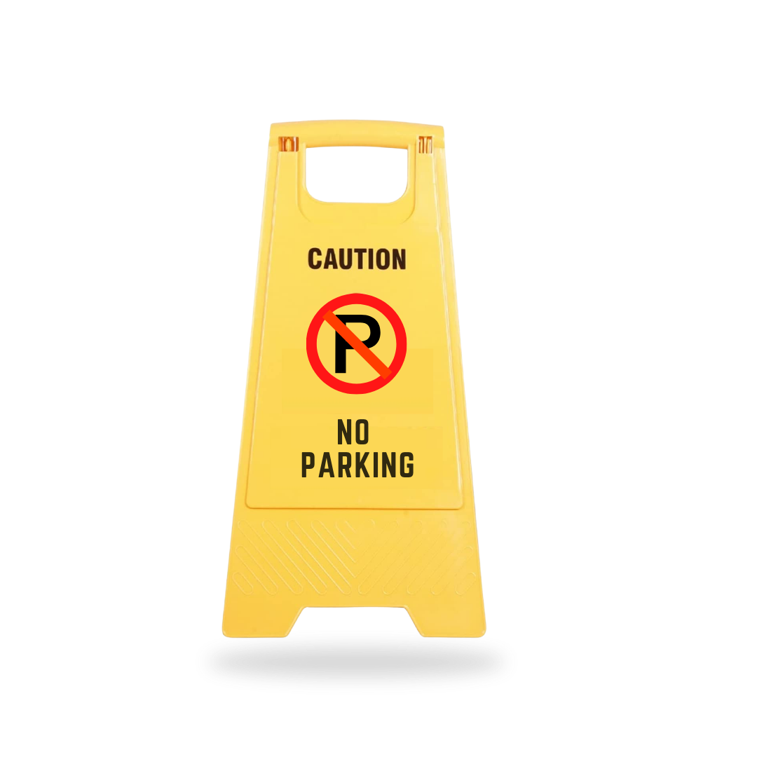 PP Material Caution No Parking Sign Board-UV Resistant,Two Side Floor Sign Board,Size - 62 X 30 cm Kunplast