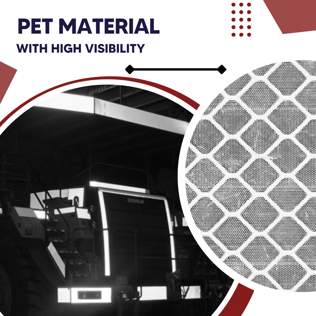 Reflective Tape (42 Mtr X 50mm) White PET Material, Diamond Cut Design (White, Yellow, Red) Kunplast
