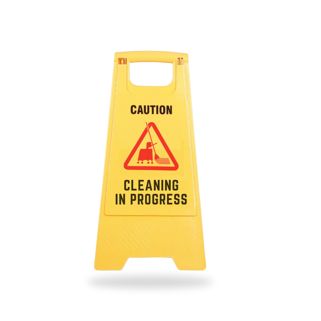 Caution-Cleaning In Progress Sign Board, PP Material, UV Resistant, Two Side Floor Sign Board (Size 62 X 30 cm) Kunplast