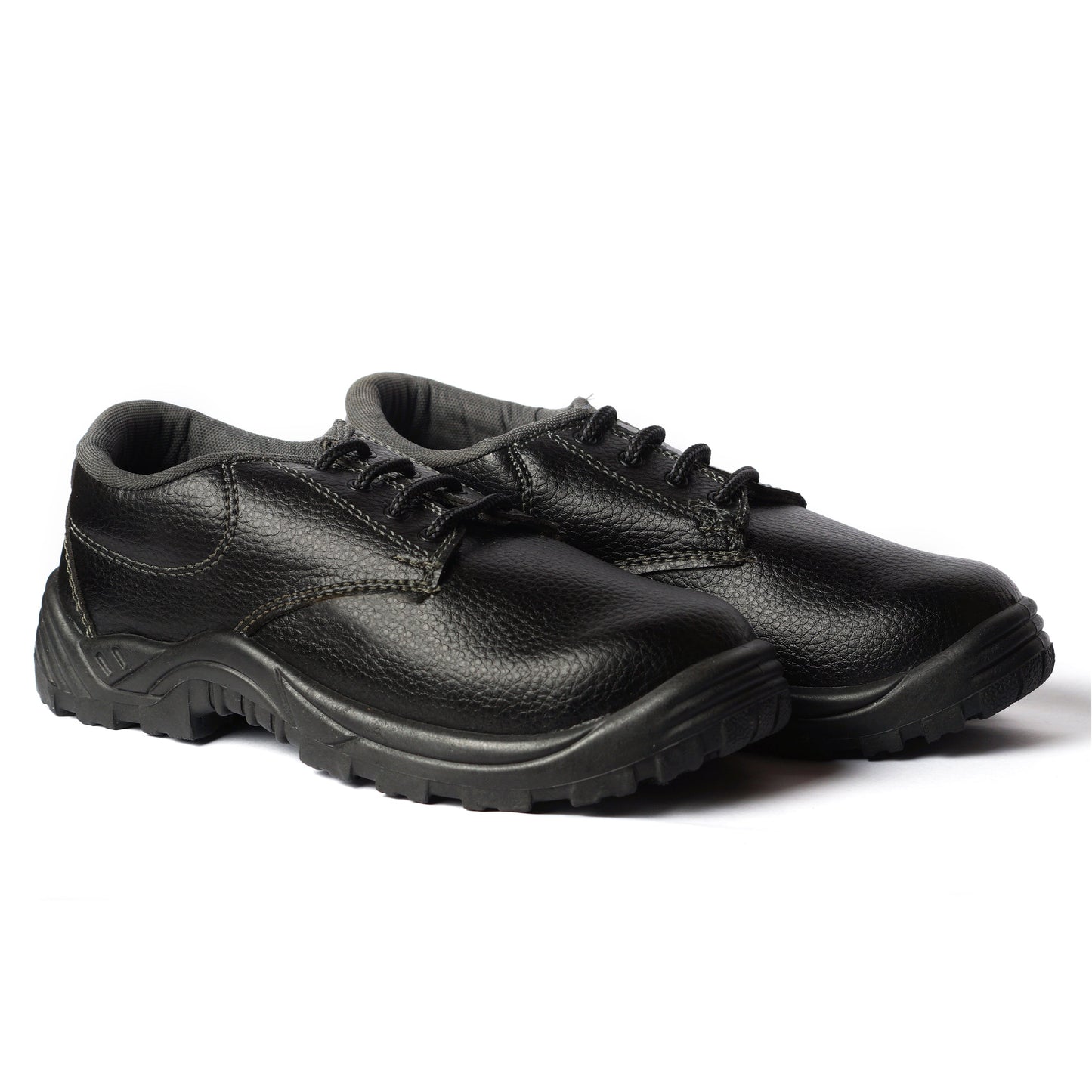 Health Safe Low Ankle Safety Shoes For Men & Women, Synthetic Leather Upper, Steel Toe Leather Safety Shoe (Black) Kunplast