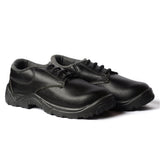 Health Safe Low Ankle Safety Shoes For Men & Women, Synthetic Leather Upper, Steel Toe Leather Safety Shoe (Black) Kunplast