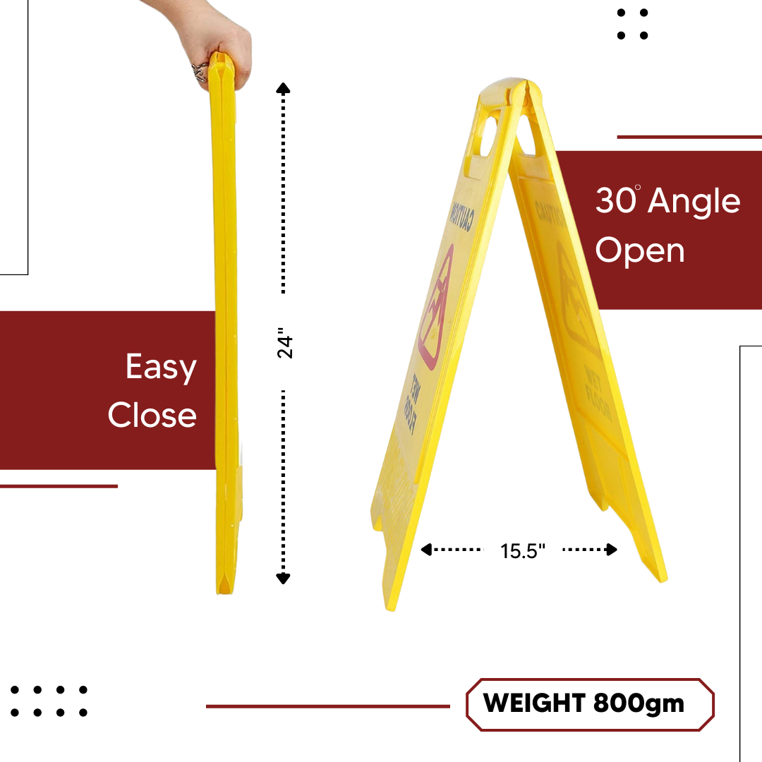 Caution-Cleaning In Progress Sign Board, PP Material, UV Resistant, Two Side Floor Sign Board (Size 62 X 30 cm) Kunplast