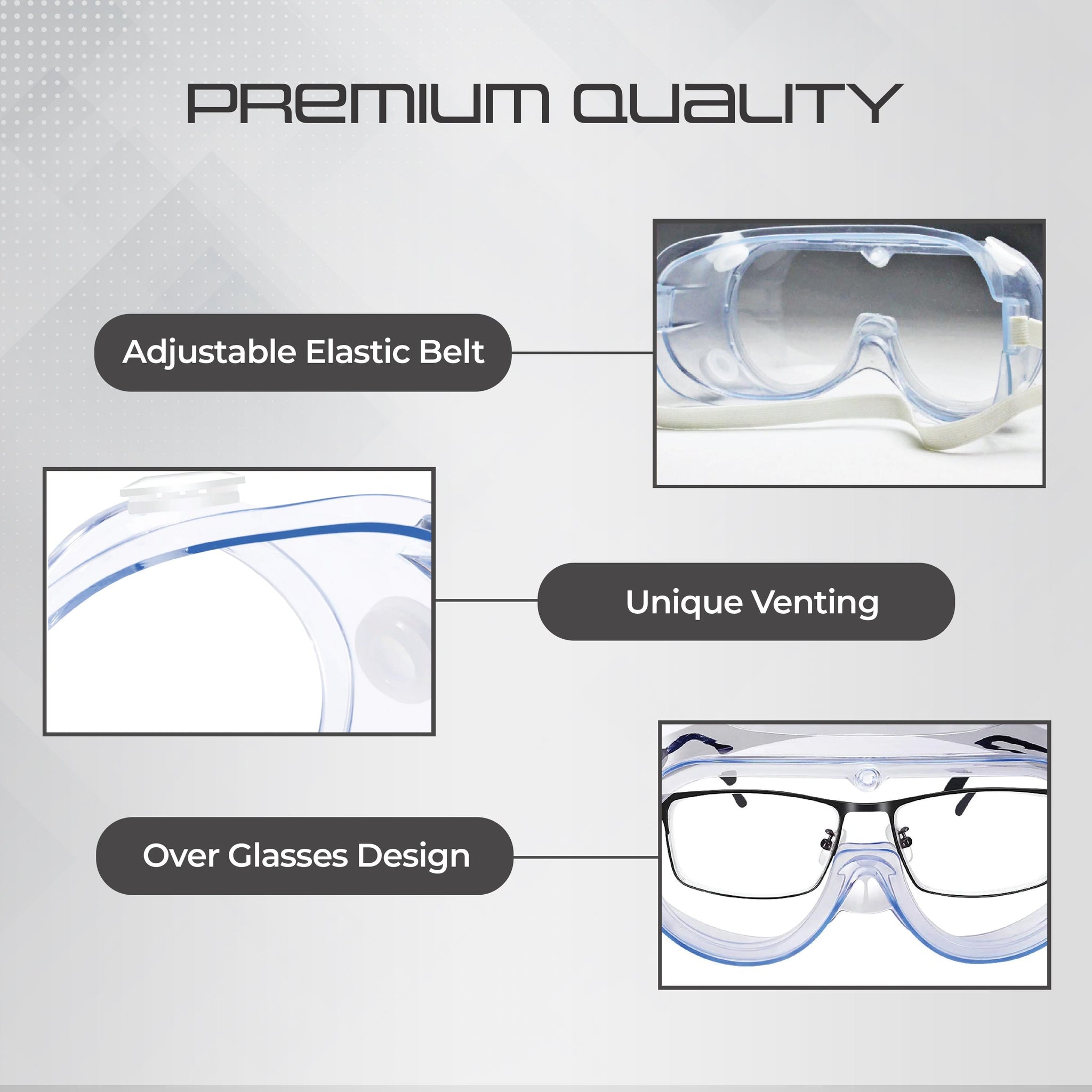 Ratchet Helmet Yellow (Pack of 1) and Chemical Safety Googles Transparent (Pack of 5) Combos Kunplast