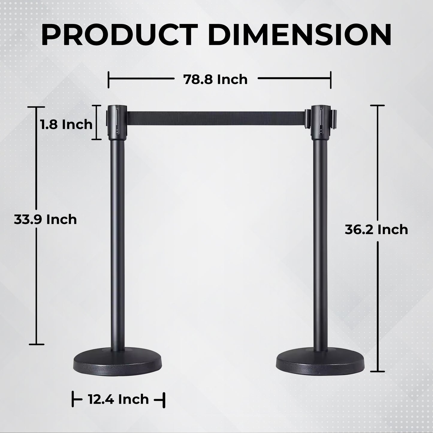 Stainless Steel Black Q Manager with Expandable 3mtr stanchion Kunplast