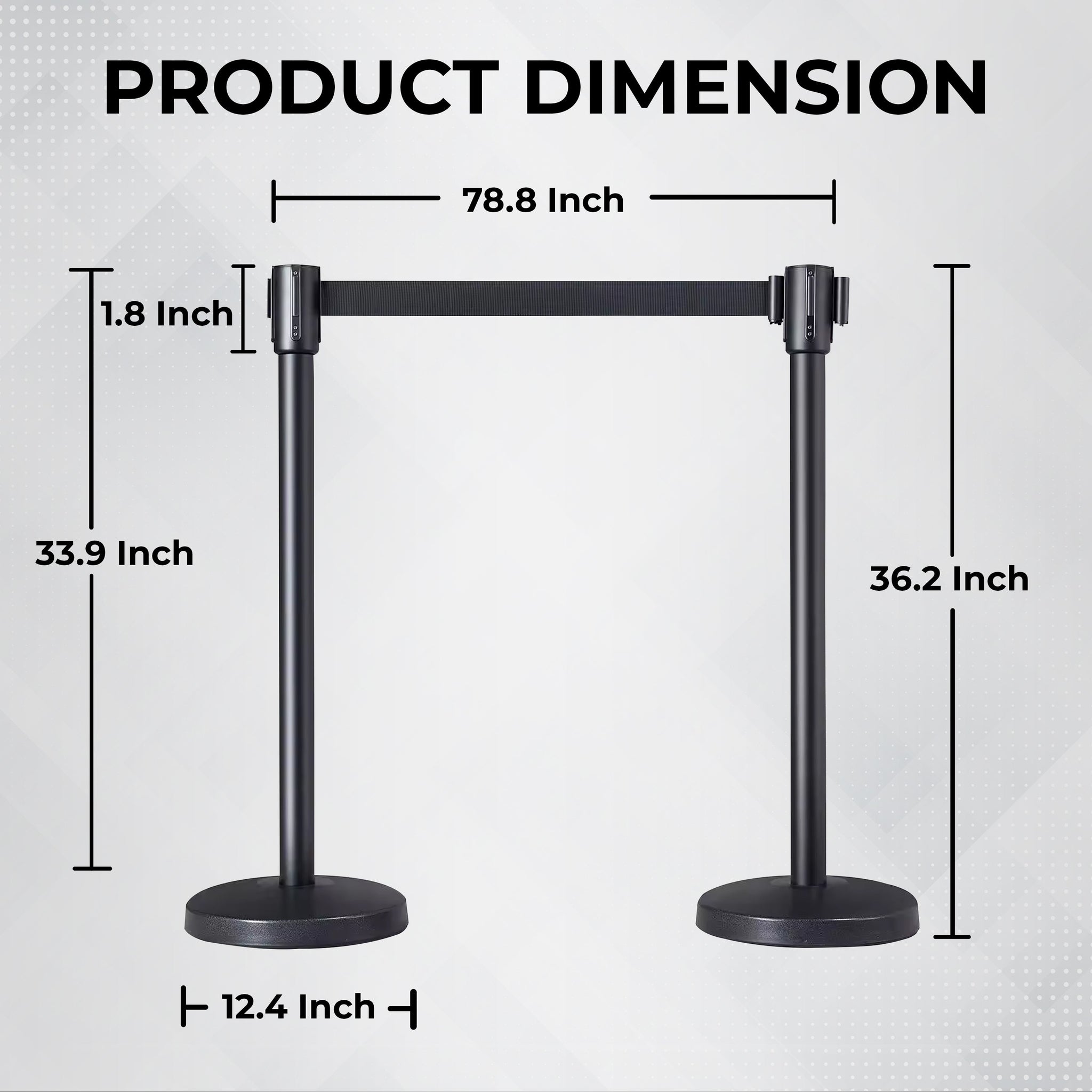 Stainless Steel Black Q Manager with Expandable 3mtr stanchion Kunplast