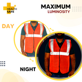 HEALTH SAFE Polyster Fabric Orange Reflective Safety Jacket  Safety Coat with Velcro Clousure for Traffic, Sports, Construction Site Kunplast