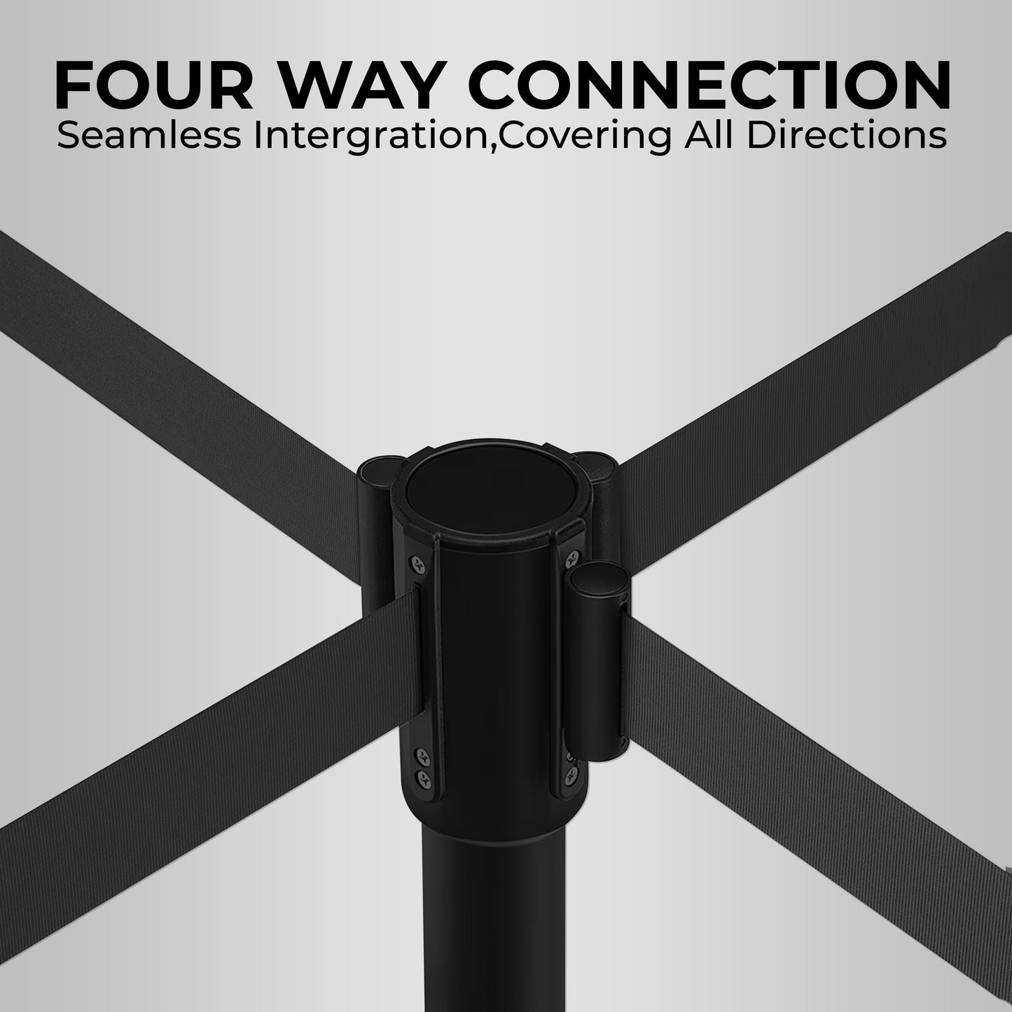 Stainless Steel Black Q Manager with Expandable 3mtr stanchion Kunplast