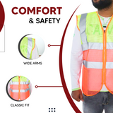 Polyester Fabric V Neck Reflective Safety Jacket, Safety Coat for Traffic, Sports, Construction Site (Dual Color) Kunplast
