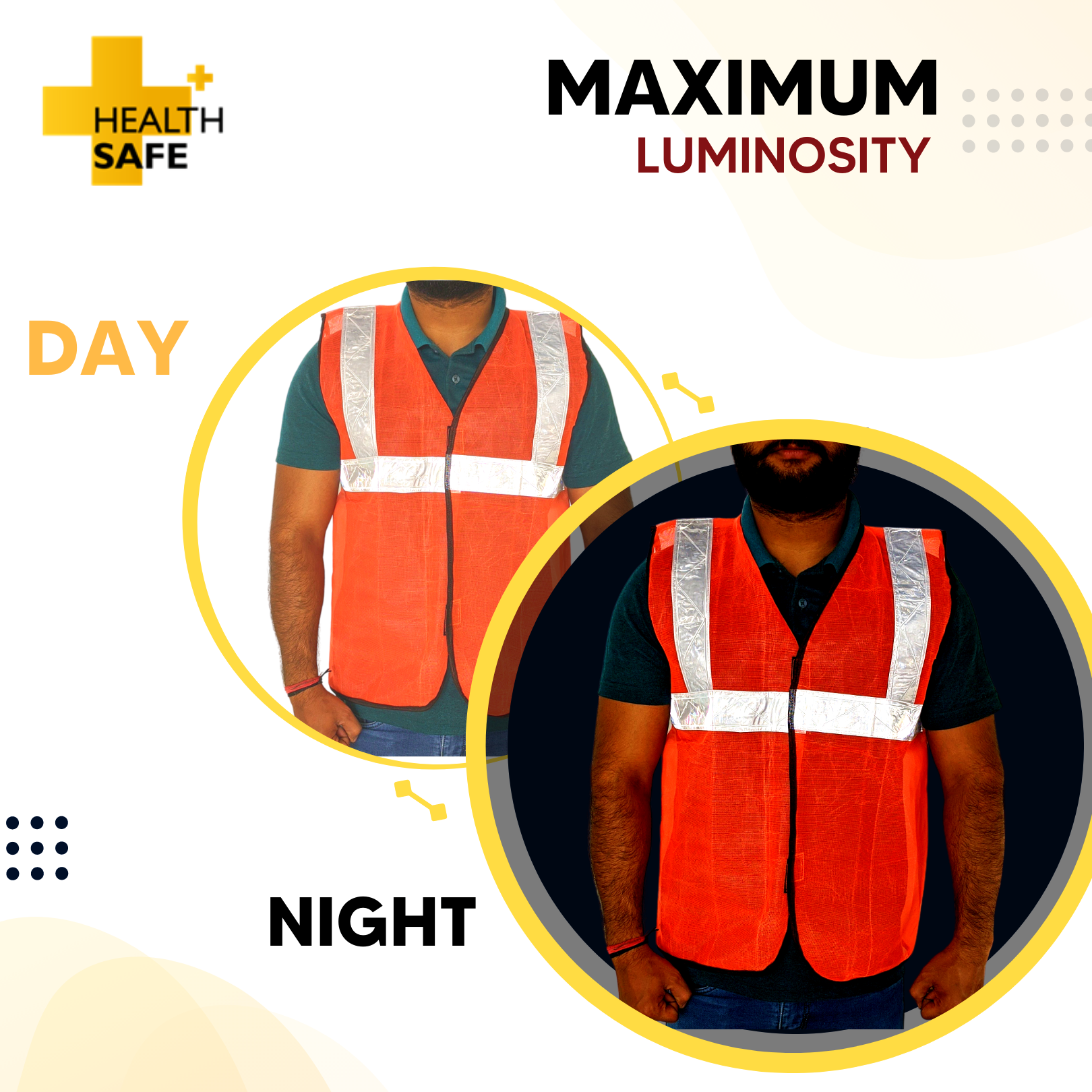 HEALTH SAFE Polyster Fabric Orange Reflective Safety Jacket  Safety Coat with Velcro Clousure for Traffic, Sports, Construction Site Kunplast