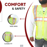 Polyster Fabric V Neck Reflective Safety Jacket, Safety Coat for Traffic, Sports, Construction Site (GREEN ZIPPER) Kunplast