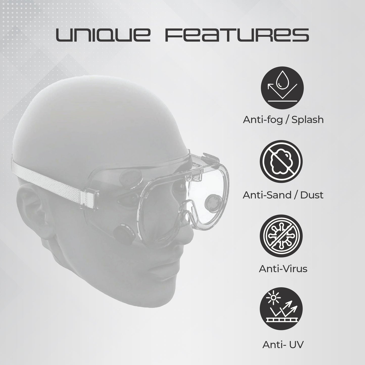 Ratchet Helmet Yellow (Pack of 1) and Chemical Safety Googles Transparent (Pack of 5) Combos Kunplast