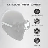 Ratchet Helmet Yellow (Pack of 1) and Chemical Safety Googles Transparent (Pack of 5) Combos Kunplast
