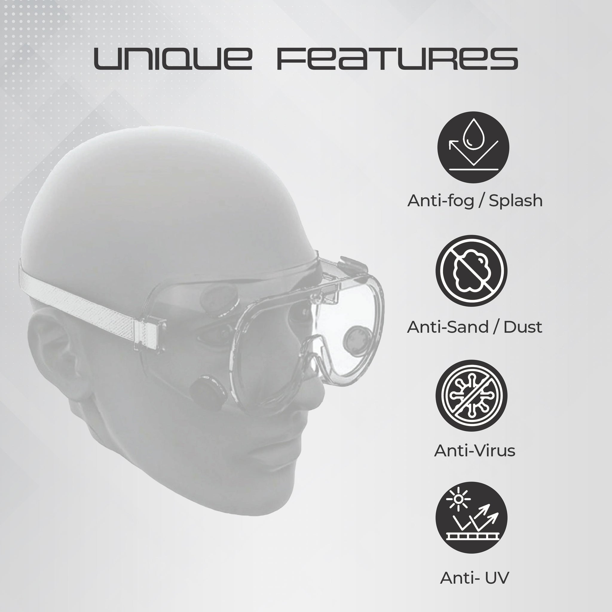 Ratchet Helmet Yellow (Pack of 1) and Chemical Safety Googles Transparent (Pack of 5) Combos Kunplast