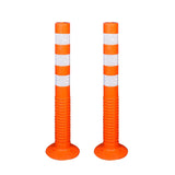 Kunplast Flexible Plastic Spring Post Barrier (Pack of 6) High Grade Polymer Material With 3 White Reflective Tapes Easy To Install Safety T- Top Bollard Barrier Parking Block (Orange) Kunplast