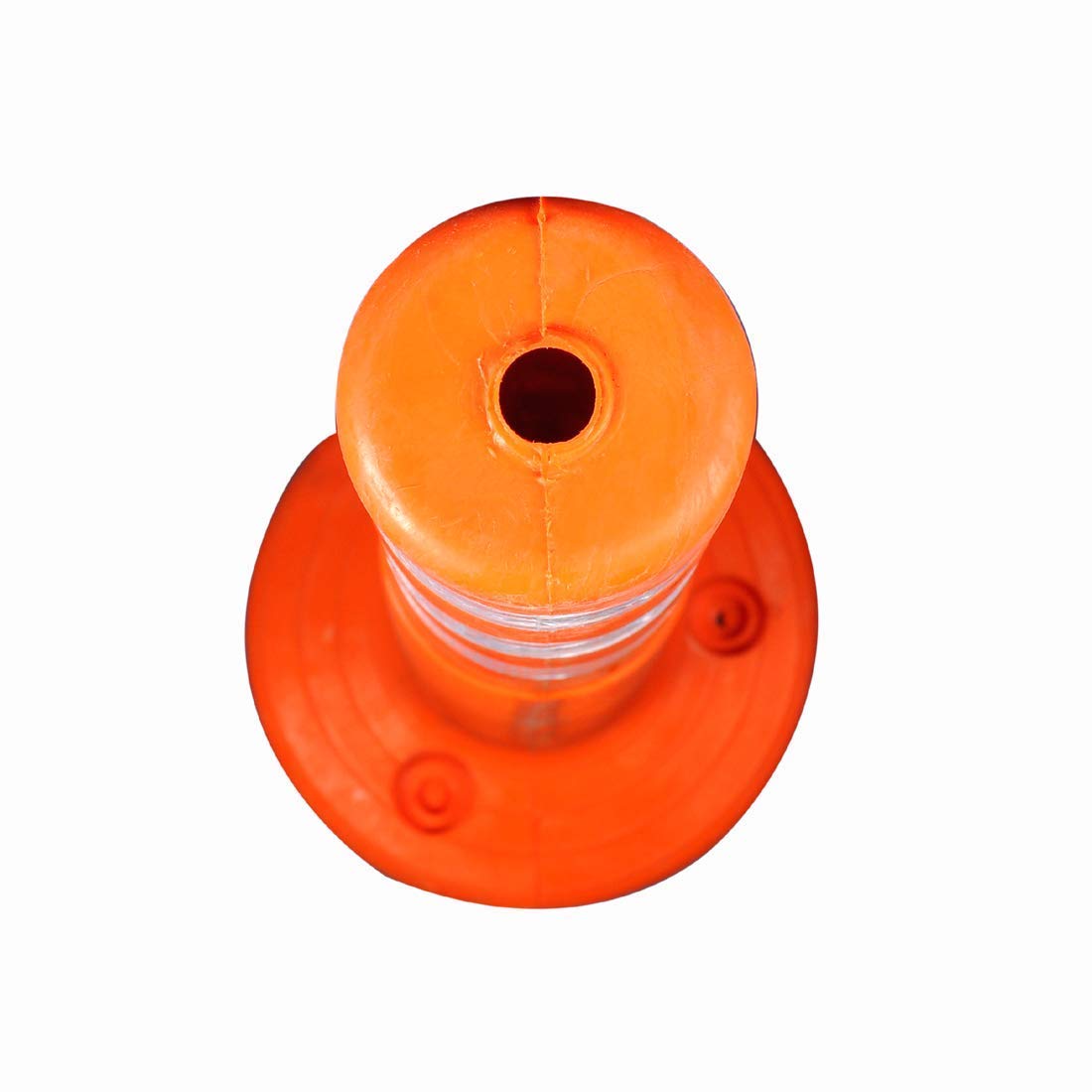 Kunplast Flexible Plastic Spring Post Barrier (Pack of 6) High Grade Polymer Material With 3 White Reflective Tapes Easy To Install Safety T- Top Bollard Barrier Parking Block (Orange) Kunplast