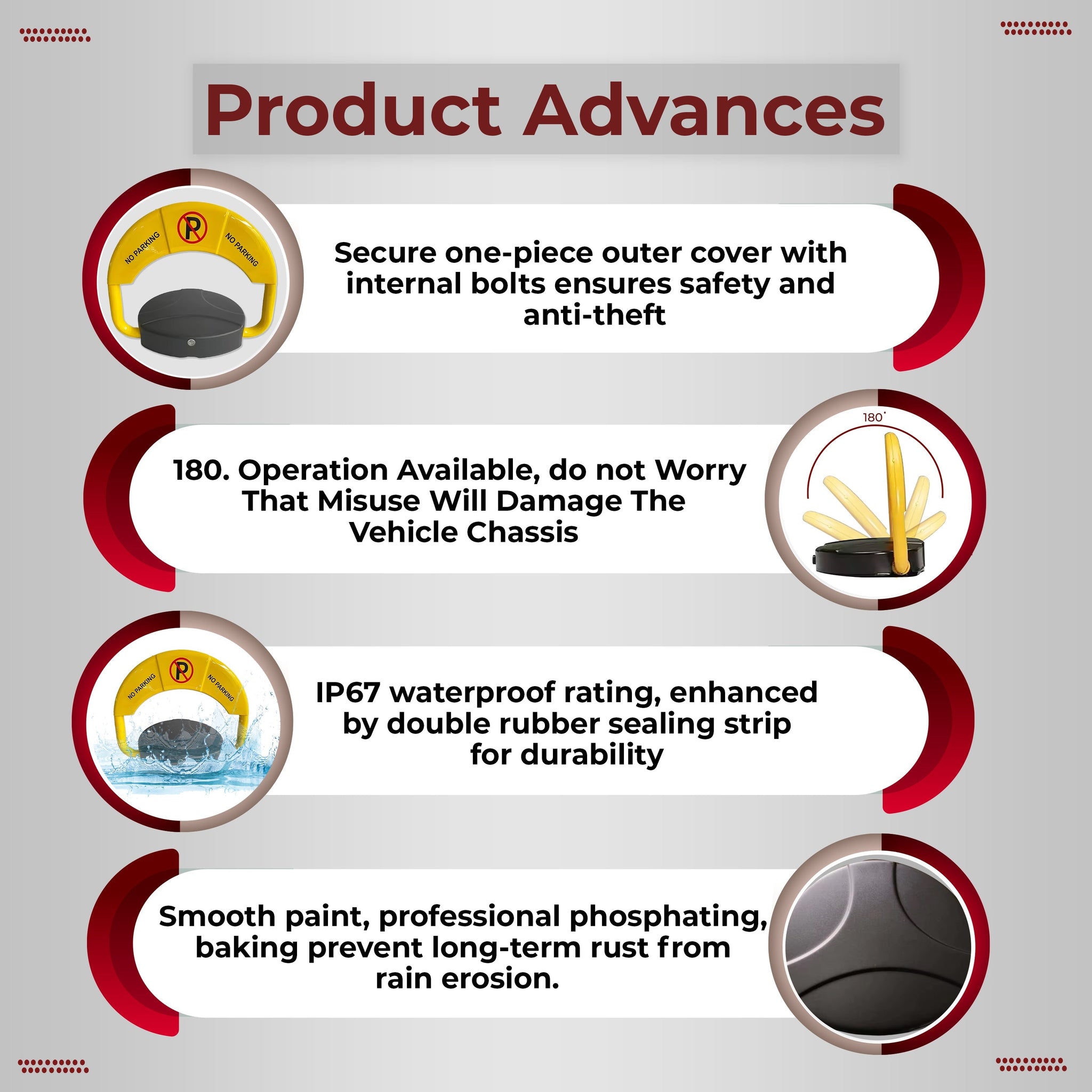 Parking Lock | Private Car Parking Lock | Easy To Use | High Quality | 180° Anti-Collision Technology | Remote Control Parking Lock Kunplast