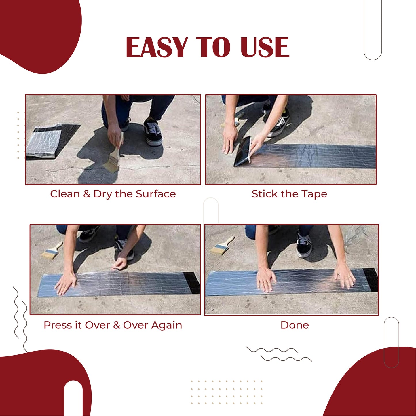 Aluminium Coated Flex Tape (10 CM x 2.5 M) Super Strong Waterproof Solution For Water Leakages, Premium Sealing & Repairs Kunplast