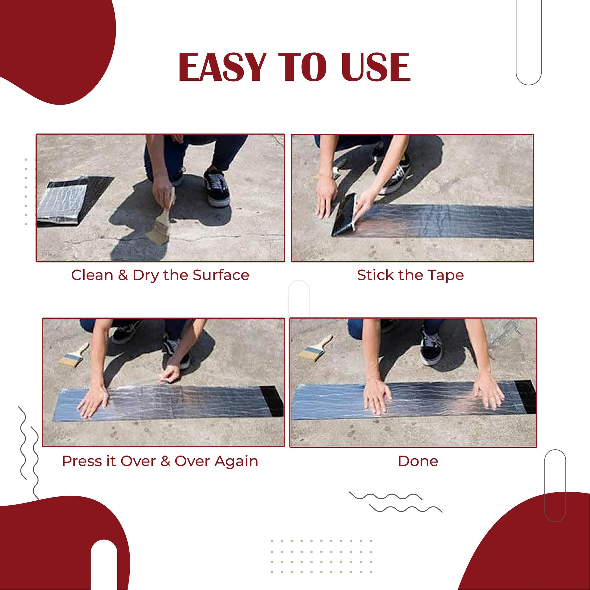 Aluminium Coated Flex Tape (10 CM x 2.5 M) Super Strong Waterproof Solution For Water Leakages, Premium Sealing & Repairs Kunplast