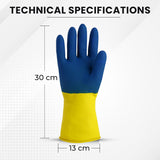 Heavy Duty Rubber Hand gloves - (X-Large, Multicolor) for Dishwashing, gardening, kitchen cleaning Kunplast