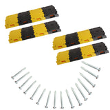 Kunplast High-Performance Plastic Speed Breaker with Robust Load Capacity, 4 Meters, 50mm, Black and Yellow Traffic Control (8 Yellow Sections, 8 Black Sections, Includes Nails)