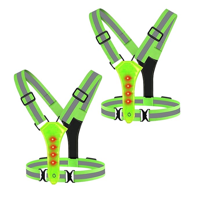 LED Reflective Vest - USB Rechargeable Running Gear Night Light up Vest Safety Gear Adjustable Elastic Night Running LED VEST Kunplast