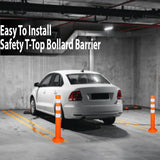 Kunplast Flexible Plastic Spring Post Barrier (Pack of 6) High Grade Polymer Material With 3 White Reflective Tapes Easy To Install Safety T- Top Bollard Barrier Parking Block (Orange) Kunplast