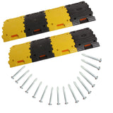 Kunplast High-Performance Plastic Speed Breaker with Robust Load Capacity, 2 Meters, 50mm, Black and Yellow Traffic Control (4 Yellow Sections, 4 Black Sections, Includes Nails)