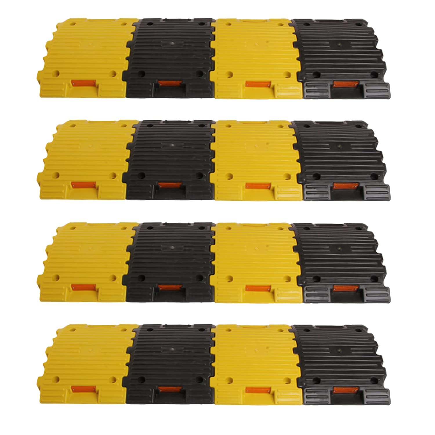 Kunplast Plastic Speed Breaker With Heavy Duty Load Capacity, 4 Mtr, 50MM, Black and Yellow Speed Hump (8X Yellow - 8X Black) Amazon