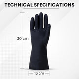 Heavy Duty Rubber Hand gloves - (X-Large, Black) for Dishwashing, gardening, kitchen cleaning Kunplast