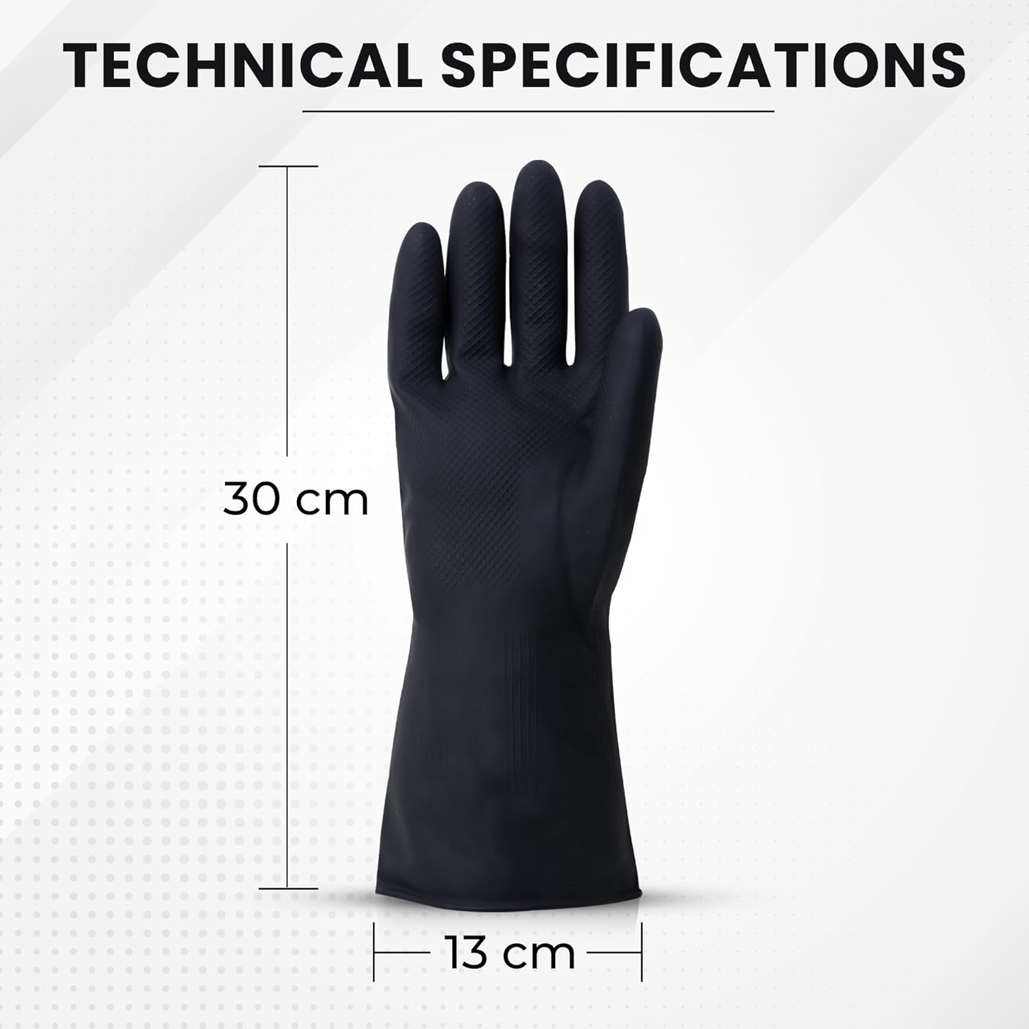 Heavy Duty Rubber Hand gloves - (X-Large, Black) for Dishwashing, gardening, kitchen cleaning Kunplast