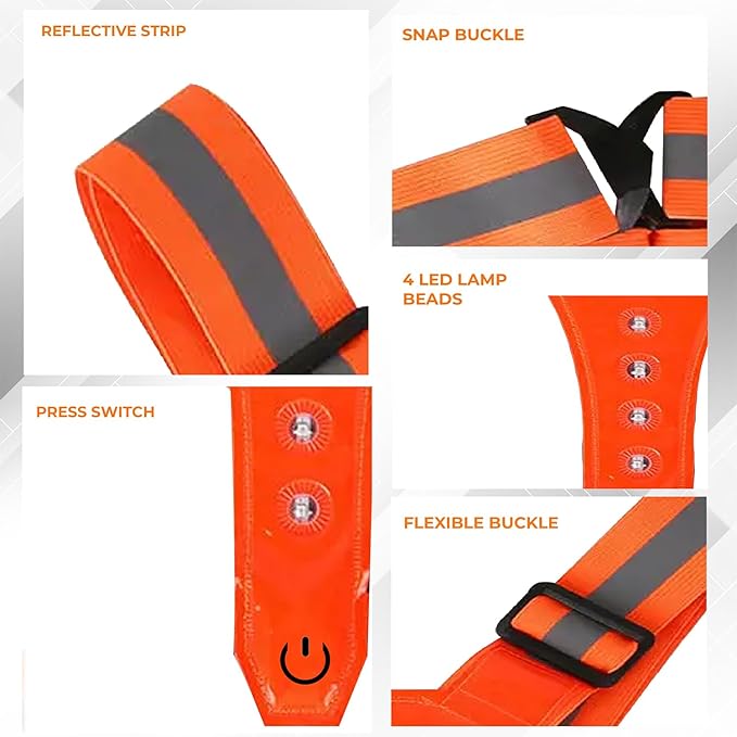 LED Reflective Vest - USB Rechargeable Running Gear Night Light up Vest Safety Gear Adjustable Elastic Night Running LED VEST Kunplast