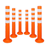 Kunplast Flexible Plastic Spring Post Barrier (Pack of 6) High Grade Polymer Material With 3 White Reflective Tapes Easy To Install Safety T- Top Bollard Barrier Parking Block (Orange) Kunplast