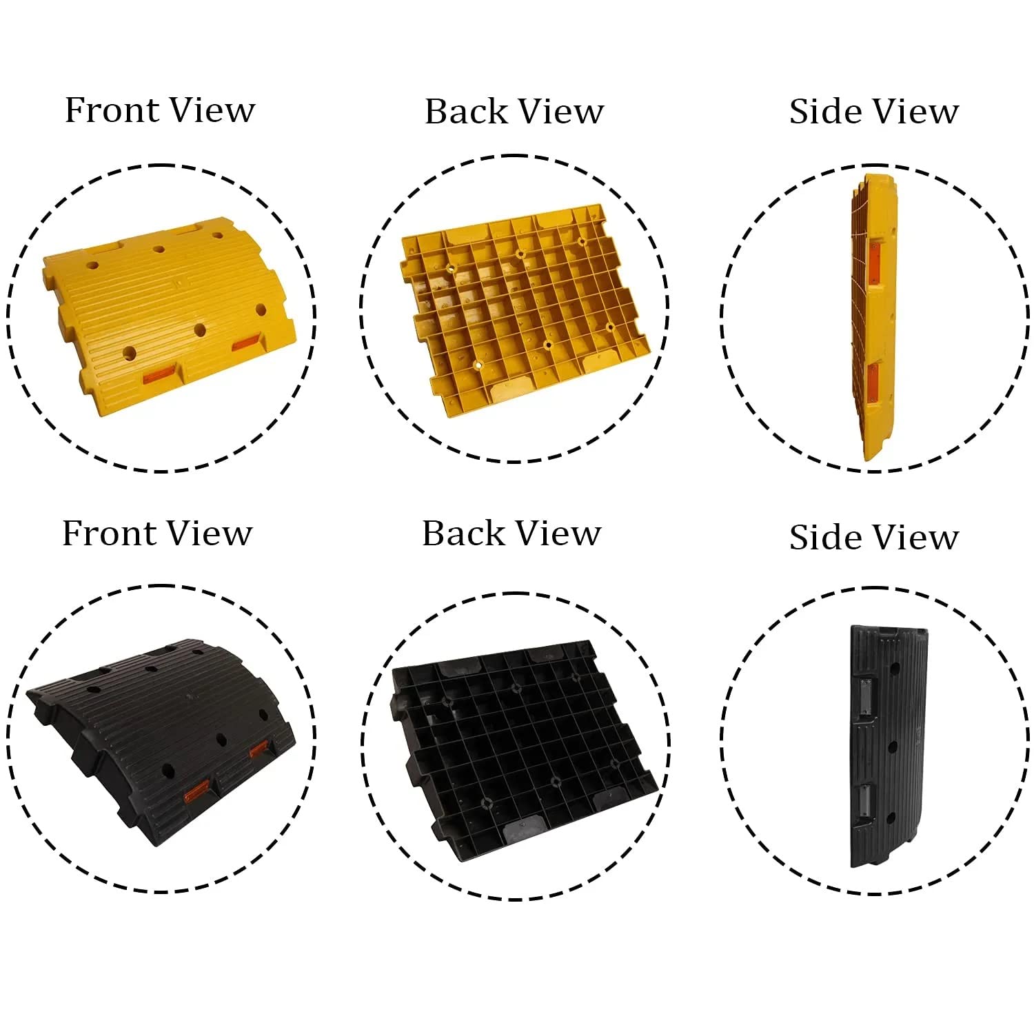 Kunplast Plastic Speed Breaker With Heavy Duty Load Capacity, 10 Mtr, 50MM, Black and Yellow Speed Hump (20X Yellow - 20X Black) Kunplast