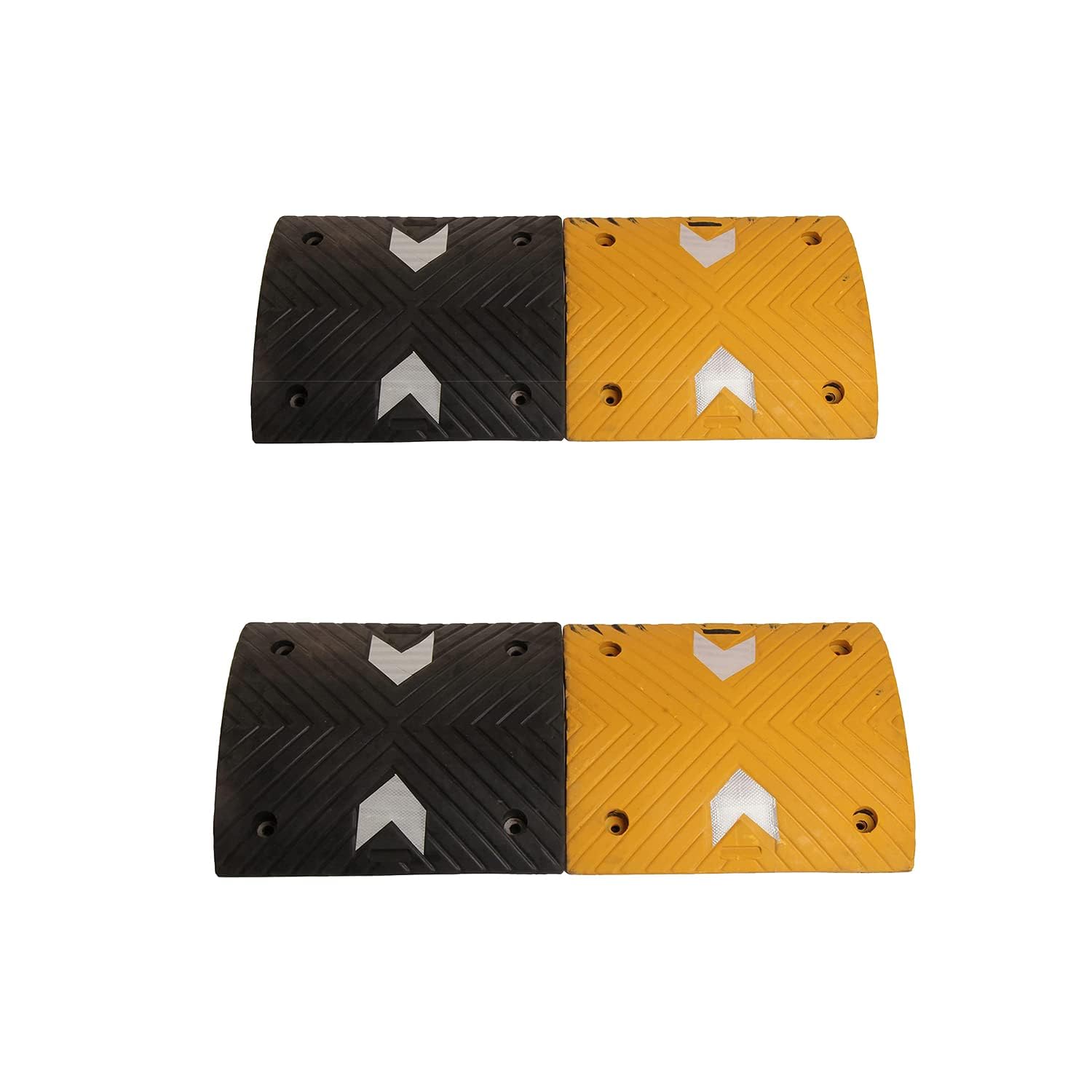 Kunplast Rubber Road Speed Breaker With Heavy Duty Load Capacity, 2 Mtr, 50MM, Black and Yellow (2X Yellow - 2 X Black)