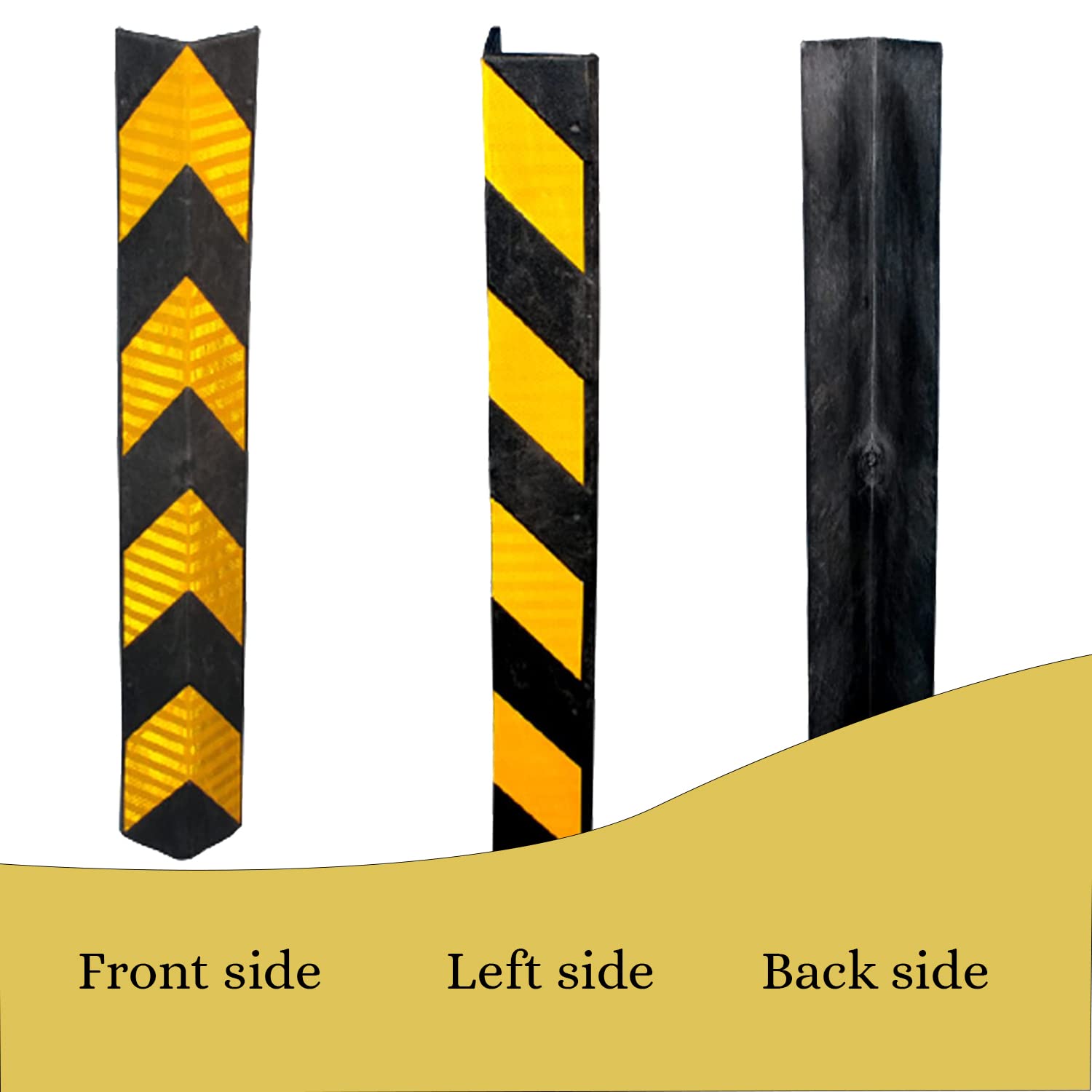 Kunplast 100mm Parking Safety Pillar Guard, Rubber Corner L Shaped Guard with Yellow Reflective Tapes for High Visibility Set of 10 Kunplast