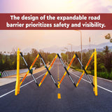 Yellow & Red Expandable Barricade, 8.3 Feet, Adjustable Road Barricade with Reflective Strips Kunplast
