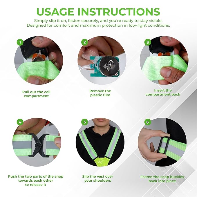 LED Reflective Vest - USB Rechargeable Running Gear Night Light up Vest Safety Gear Adjustable Elastic Night Running LED VEST Kunplast