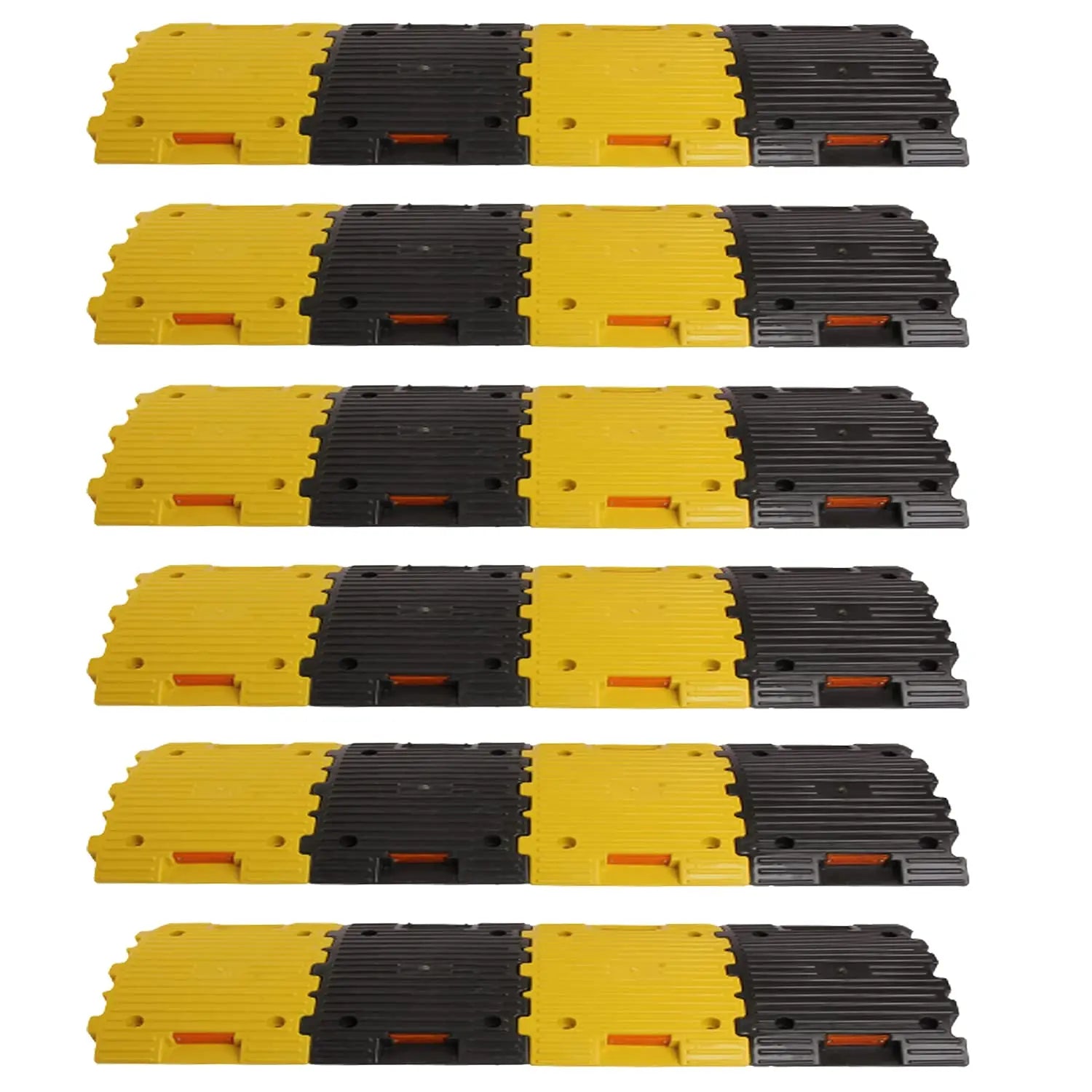 Kunplast Plastic Speed Breaker With Heavy Duty Load Capacity, 6 Mtr, 50MM, Black and Yellow Speed Hump (12X Yellow - 12X Black) Kunplast