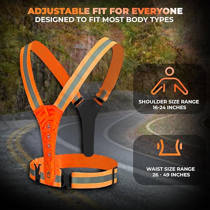 LED Reflective Vest - USB Rechargeable Running Gear Night Light up Vest Safety Gear Adjustable Elastic Night Running LED VEST Kunplast