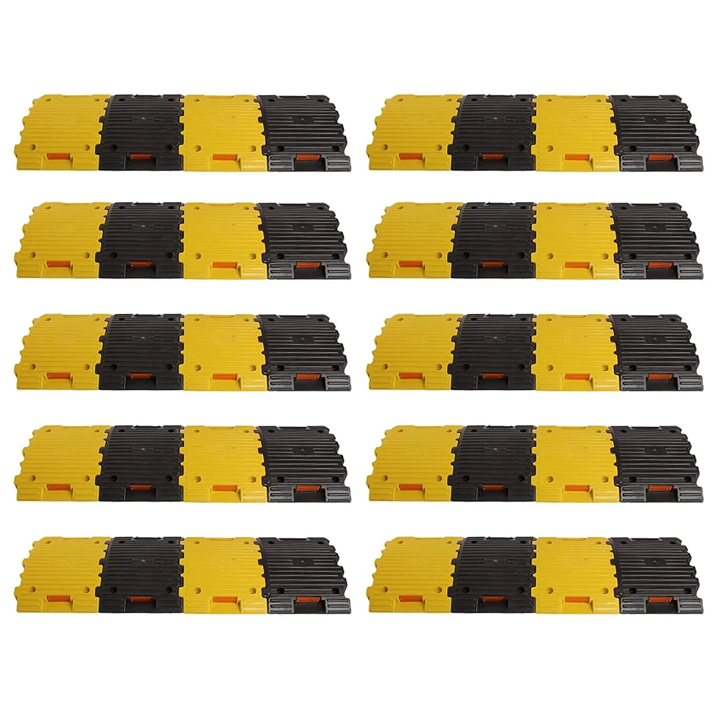 Kunplast Plastic Speed Breaker With Heavy Duty Load Capacity, 6 Mtr, 50MM, Black and Yellow Speed Hump (12X Yellow - 12X Black) Kunplast