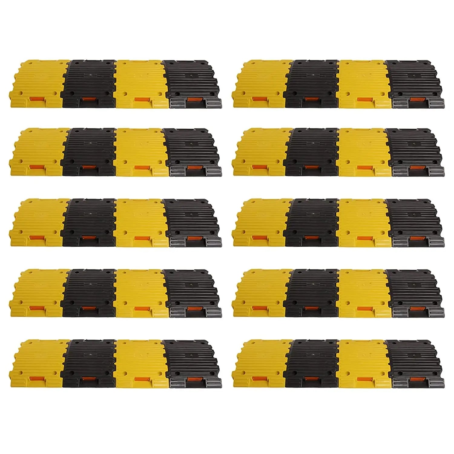 Kunplast Plastic Speed Breaker With Heavy Duty Load Capacity, 6 Mtr, 50MM, Black and Yellow Speed Hump (12X Yellow - 12X Black) Kunplast