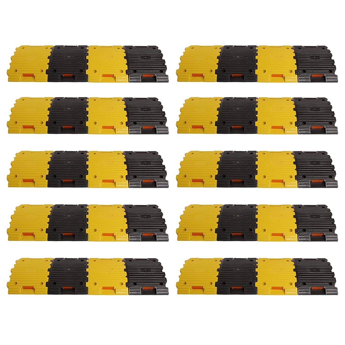 Kunplast Plastic Speed Breaker With Heavy Duty Load Capacity, 10 Mtr, 50MM, Black and Yellow Speed Hump (20X Yellow - 20X Black) Kunplast