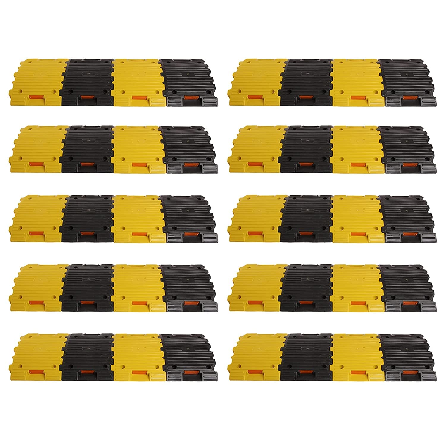 Kunplast Plastic Speed Breaker With Heavy Duty Load Capacity, 10 Mtr, 50MM, Black and Yellow Speed Hump (20X Yellow - 20X Black) Kunplast