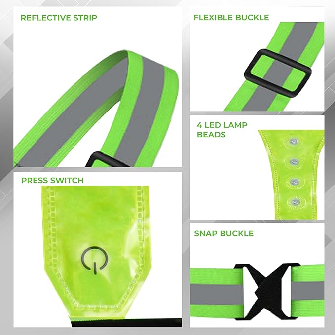 LED Reflective Vest - USB Rechargeable Running Gear Night Light up Vest Safety Gear Adjustable Elastic Night Running LED VEST Kunplast