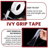 Double Sided Tape 3m x 3 Cm, Heavy Duty, Transparent IVY Grip Tape, Removable Traceless Mounting Best Suited for Wall Tape, Kitchen, Home Dcor & DIY Kunplast