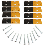 Kunplast High-Performance Rubber Speed Breaker with Robust Load Capacity, 8 Meters, 50mm, Black and Yellow Traffic Control (8 Yellow Sections, 8 Black Sections, Includes Nails)