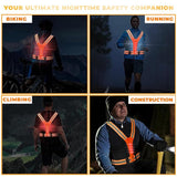 LED Reflective Vest - USB Rechargeable Running Gear Night Light up Vest Safety Gear Adjustable Elastic Night Running LED VEST Kunplast