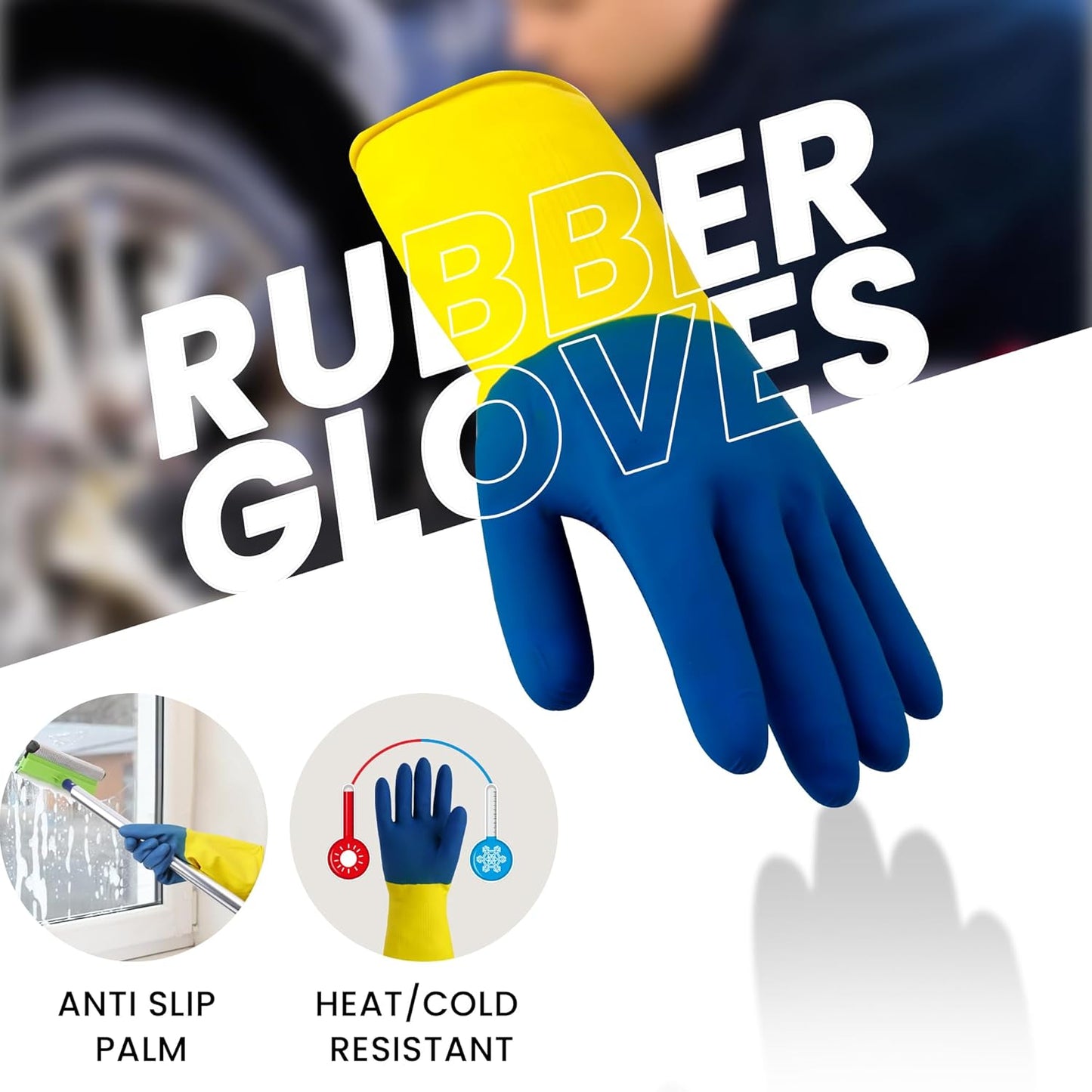 Heavy Duty Rubber Hand gloves - (X-Large, Multicolor) for Dishwashing, gardening, kitchen cleaning Kunplast