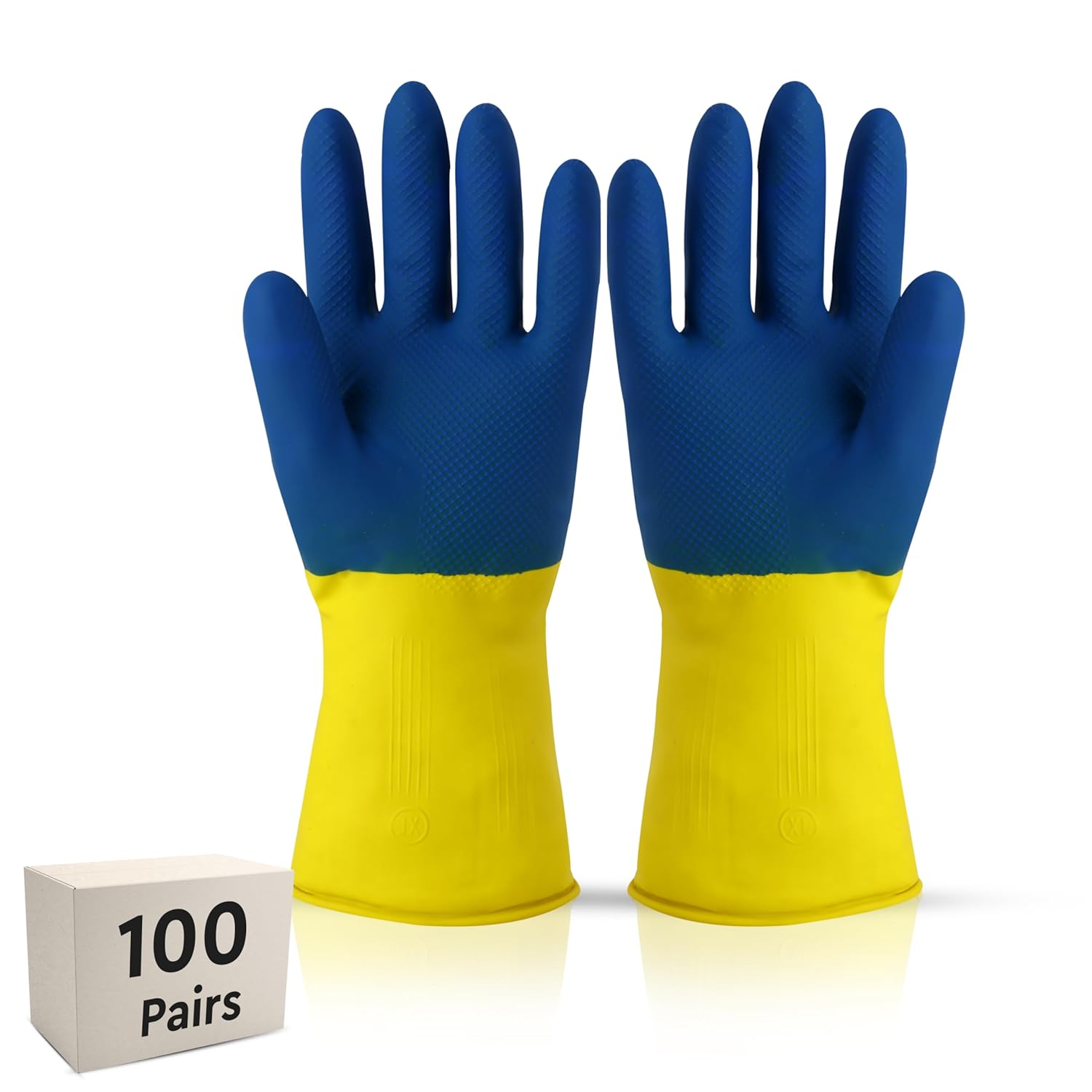 Heavy Duty Rubber Hand gloves - (X-Large, Multicolor) for Dishwashing, gardening, kitchen cleaning Kunplast